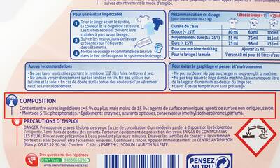 Lessives Les allergènes à déclaration obligatoire Lessives Les allergènes à déclaration obligatoire